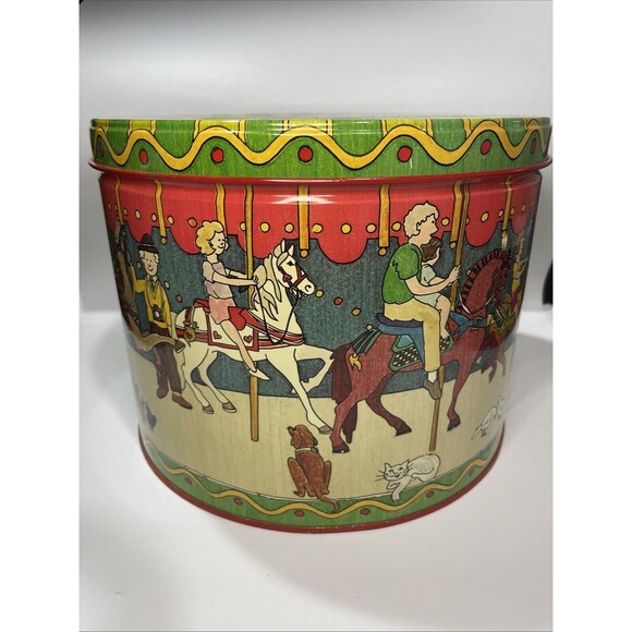 Vtg 1985 Popcorn Tin Chappell Lockhart Fun Colorful 8" Balloon Merry Go Round  - Picture 4 of 7